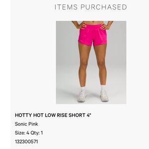 Lululemon hottie hot shorts 4’ INCH INSEAM!! SONIC PINK